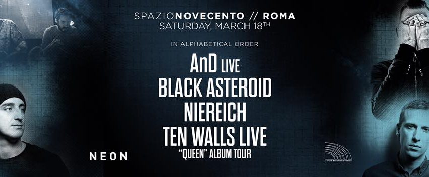 and black asteroid niereich ten walls spazio novecento roma sabato 18 marzo 2017