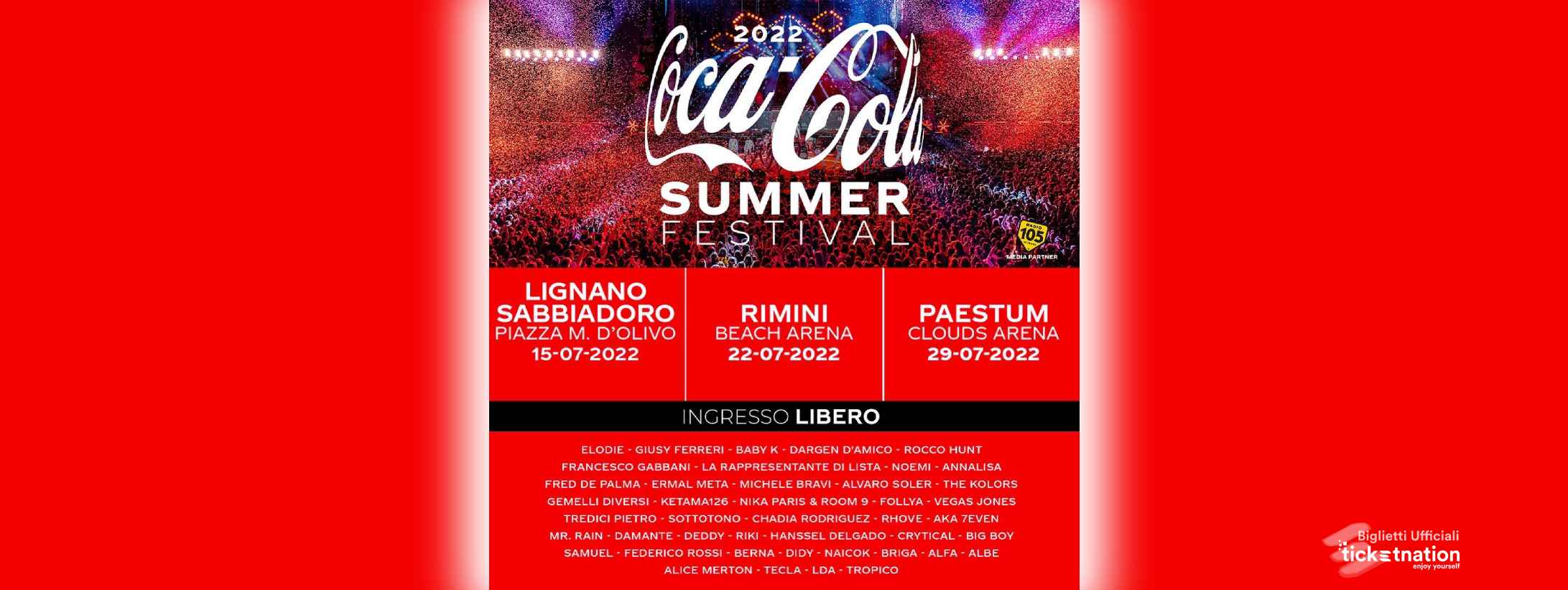 Coca Cola Summer Festival 22 Luglio 2022
