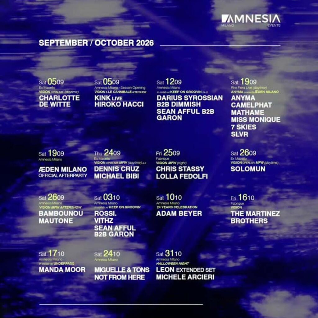 Amnesia Ottobre 2026